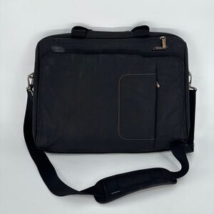 Briggs & Riley Black Leather Briefcase Laptop Messenger Bag